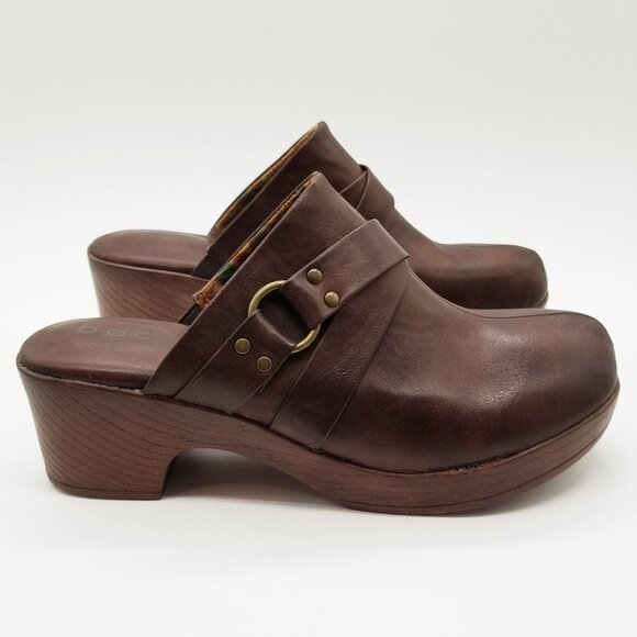 B.O.C. Women's 10M Comfort Slip On Clog Platform Shoes Brown Equestrian Cushion - Picture 9 of 16